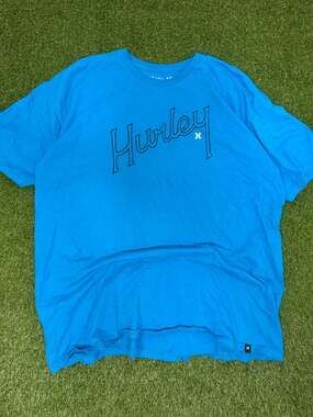 Hurley Men's Graphic Tee Blue Outline Logo Short Sleeve T-Shirt Size XL